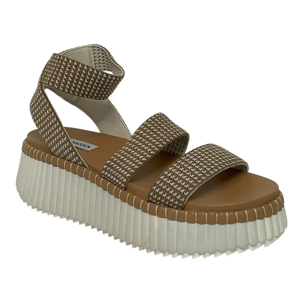 Steve Madden Women's Shelle Strappy Platform Wedge Sandals Tan Size 9
